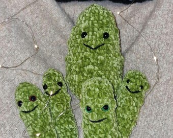 Crochet Pickle Plush Toy: Handmade Anxiety Relief Companion, Kawaii Comfort Toy