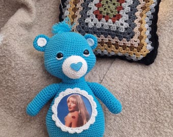 Handmade Crochet Sabrina Carpenter Bear Plush Toy | Cottagecore Amigurumi Decor