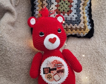 Vampire Diaries Crochet Bear: Dark Fantasy Amigurumi Plush, Cottagecore Gift, Amigurumi Plushie Kawaii Toy