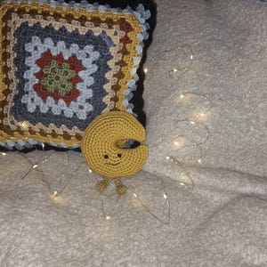 Cuddly Crochet Moon Amigurumi, Cute Celestial Decor, Crescent Moon Teddy Plushie, Handmade Kawaii Stuffed Jellycat Inspired, Sun Moon Stars