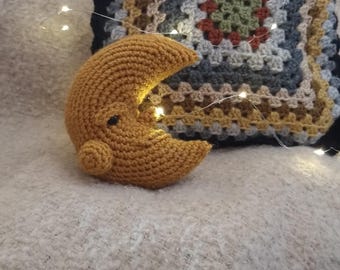 Crochet Crescent Moon Plush | Whimsical Celestial Amigurumi Toy