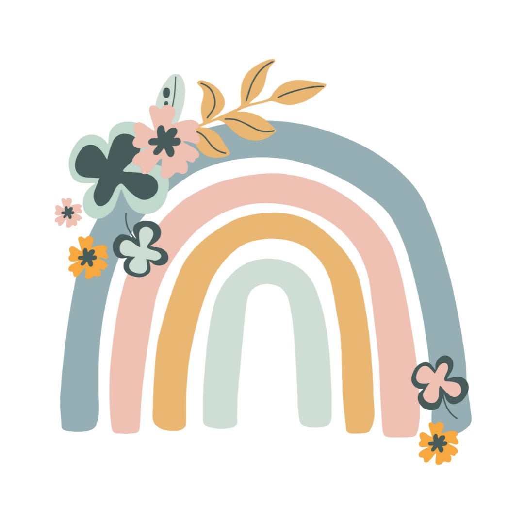 Pastel Boho Rainbow With Flowers Svg ,png, Eps Files | Rainbow Svg ...