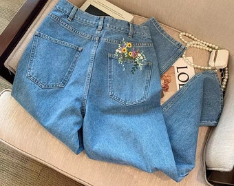 Floral Design Jeans - Etsy