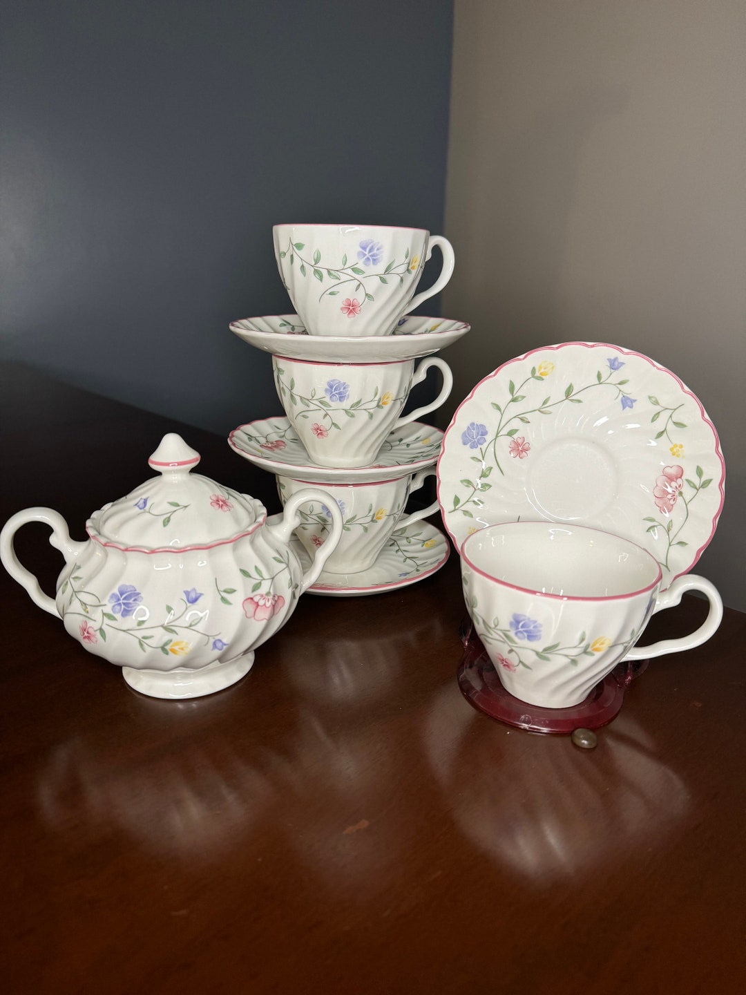 Johnson Bros Summer Chintz Tea Set 4 Teacups and Saucers and Etsy