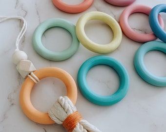 Painted Wood Rings | Pastel Finished Wood Rings For Macrame & Crafts | 9 Color Options | Sets of 3 or 5