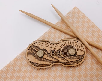 Row Counter | Mountain Sunrise | Handy Tracker for Knitting & Crochet | Keep Track With Ease | Birch Wood, Laser Engraved