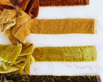 Silk Velvet Ribbon | Hand Torn, Raw Edge | Ribbon for Weaving & Macraweave *ALL COLORS RESTOCKED