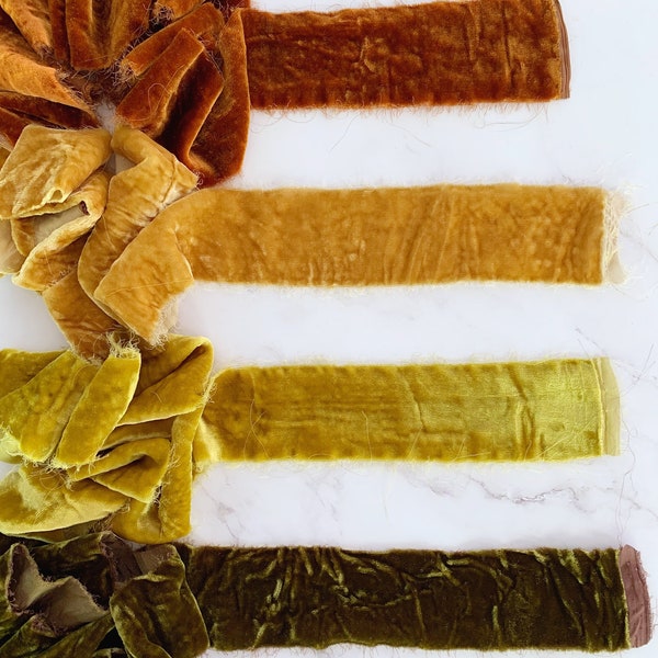 Silk Velvet Ribbon | Hand Torn, Raw Edge | Ribbon for Weaving & Macraweave *ALL COLORS RESTOCKED