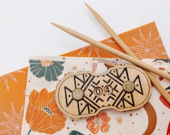 Row Counter | Southwest Boho | Handy Tracker for Knitting & Crochet | Keep Track With Ease | Birch Wood, Laser Engraved