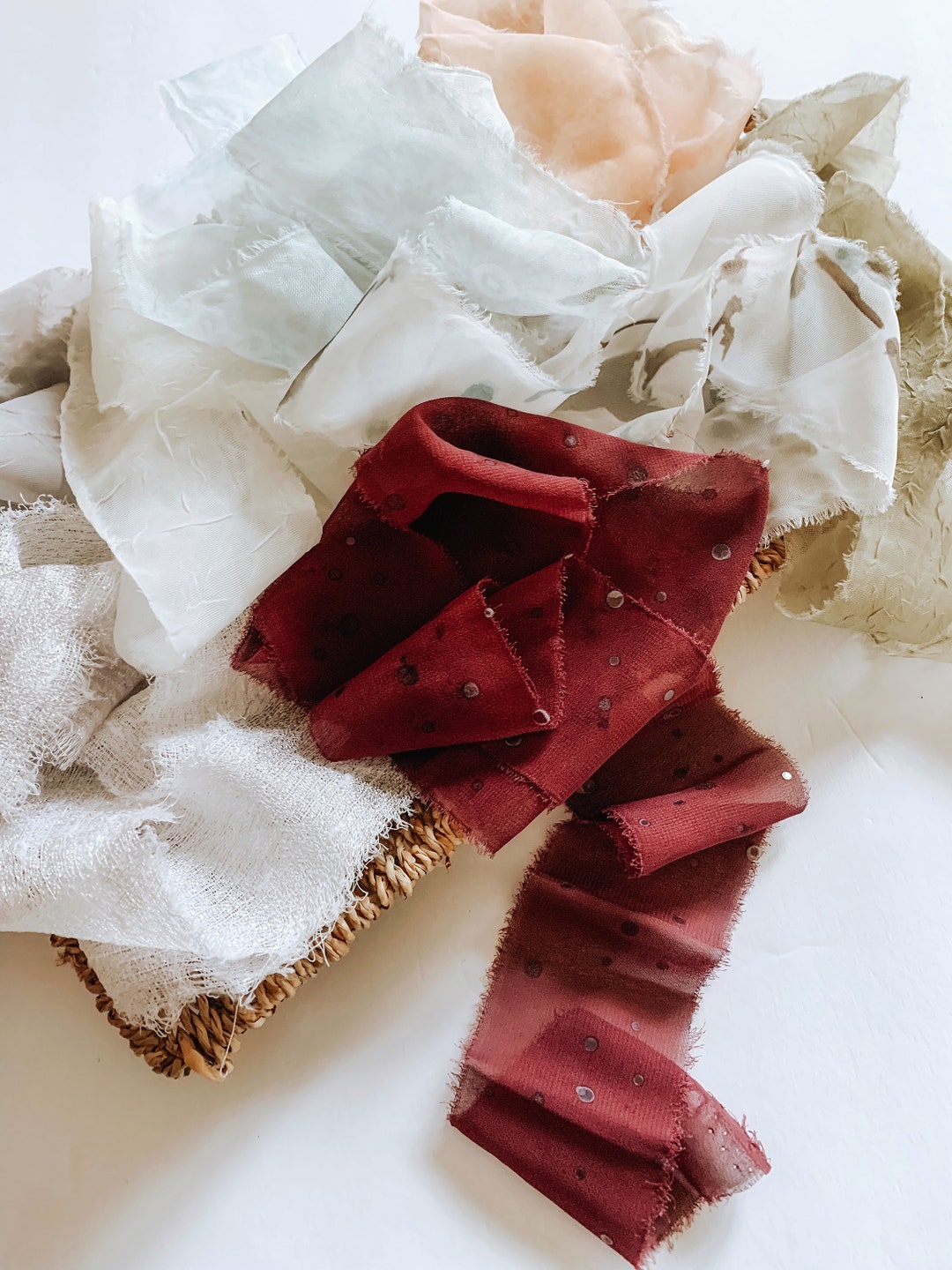Upcycle Ribbons Buy Recycled Sheer Ribbons Thrifted Ribbon Upcycled Hand-torn Raw Edge ...