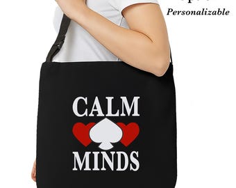 Personalized Bridge Tote Bag, Card Suits Design, Custom Player Gift
