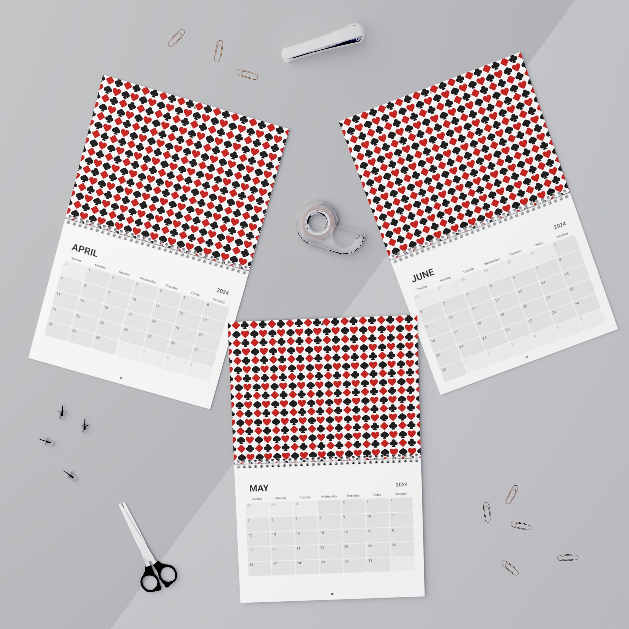2024 Bridge Calendar With Card Suit Symbols Etsy