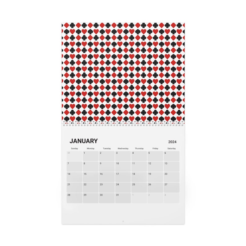 2024 Bridge Calendar With Card Suit Symbols Etsy