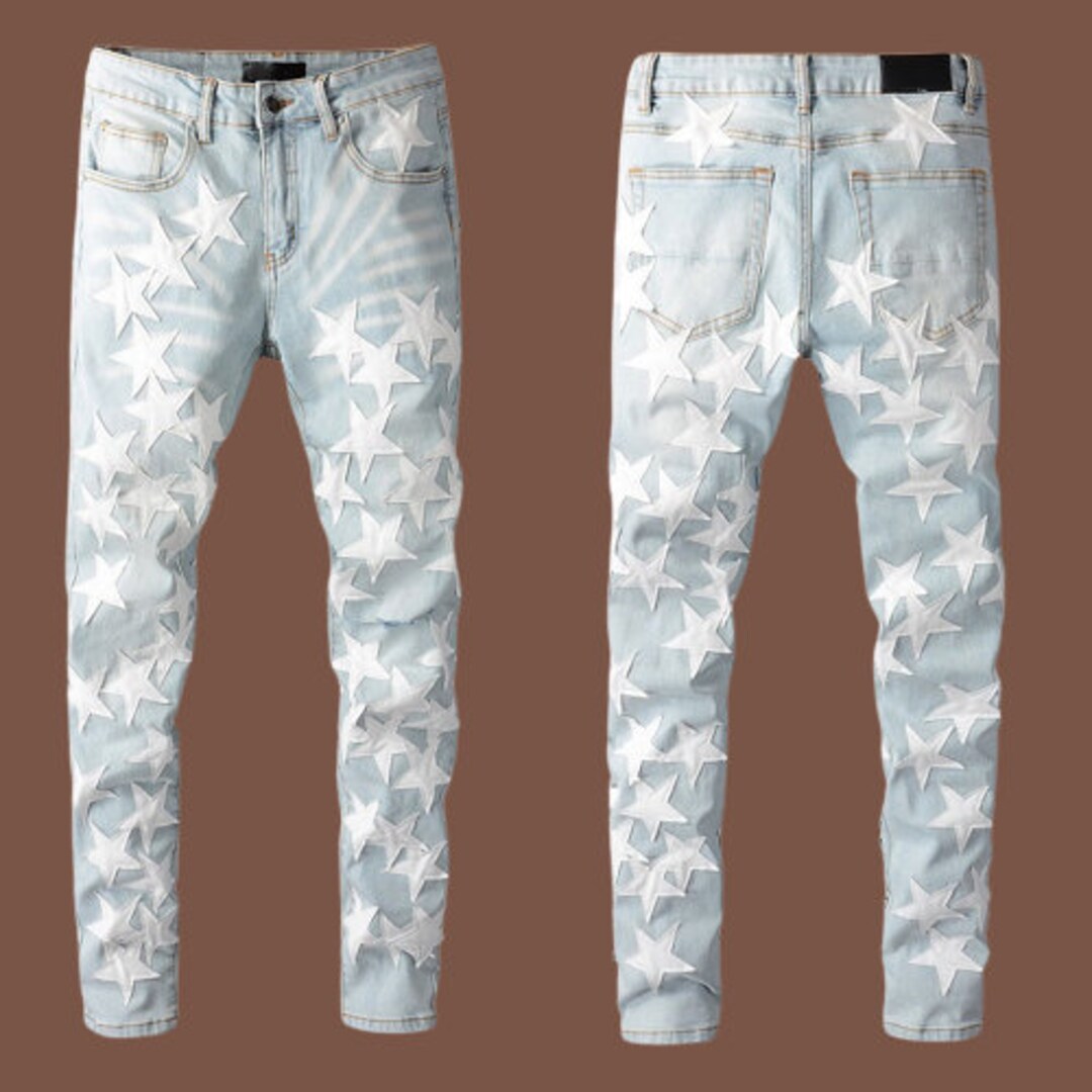 Star Patch Jeans for Menmen Ripped Denimpremium Ripped - Etsy