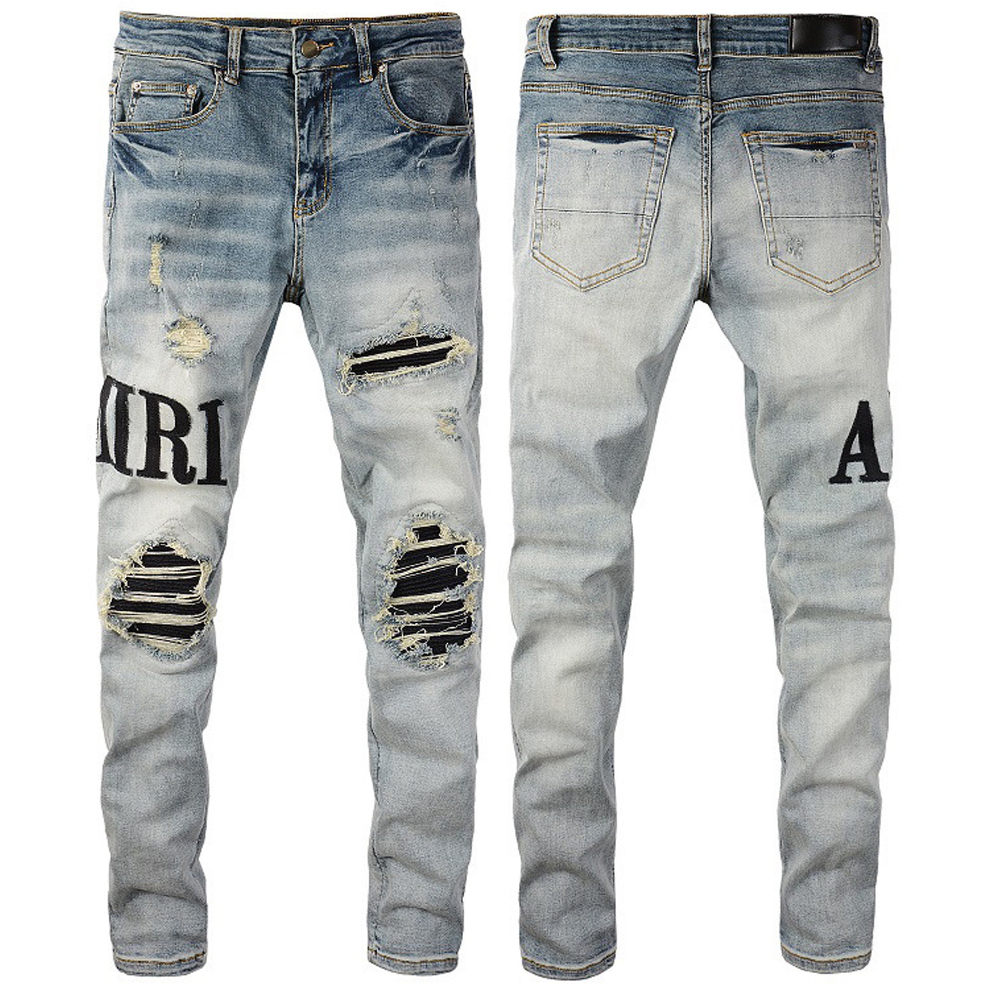 Made To Order Embroidered Monogram Baggy Denim Pants - Men - Ready