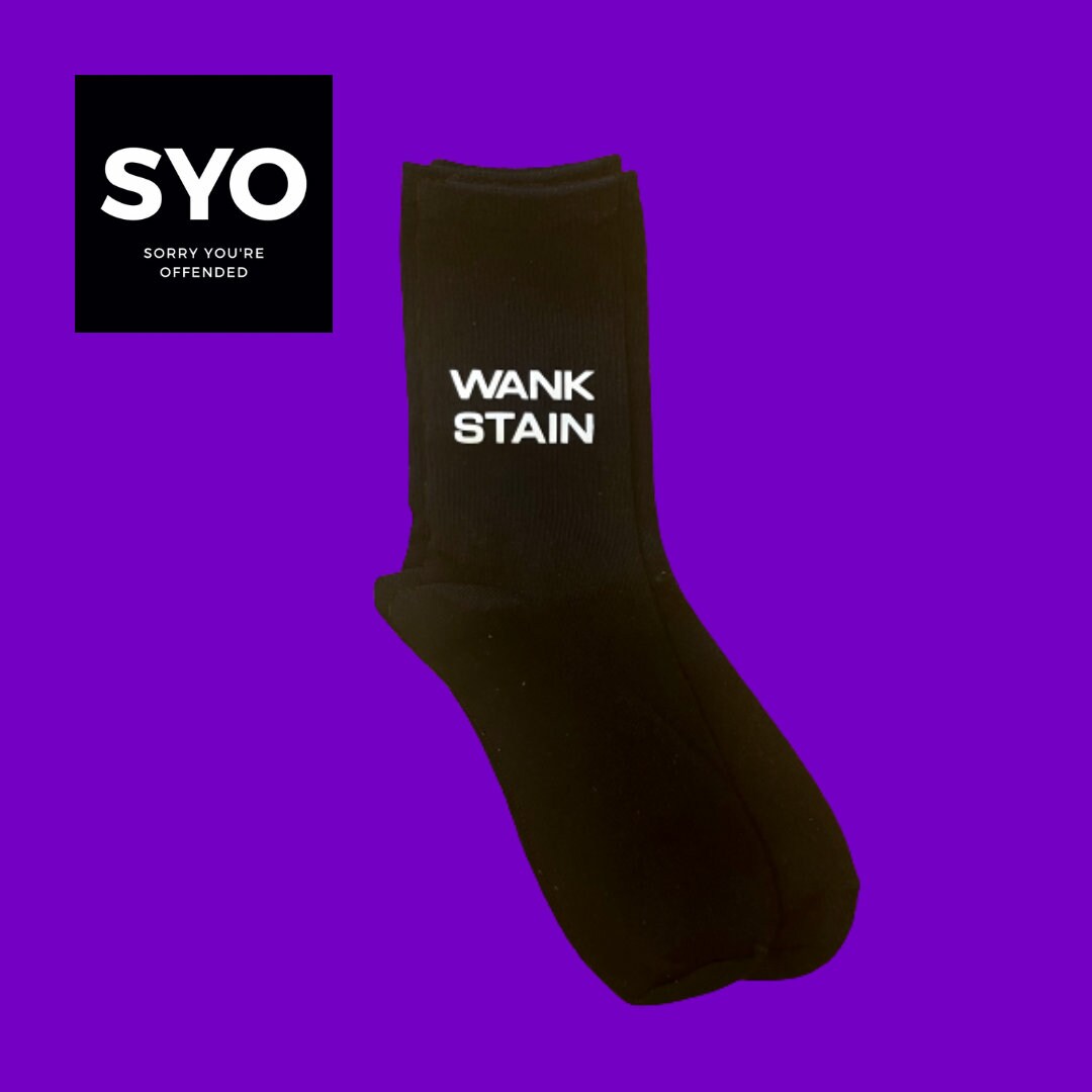 Wank Stain Socks Wank Gift Swear Words Rude Birthday - Etsy