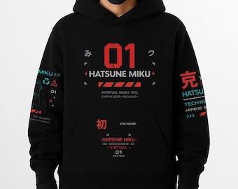 Miku Techwear Hoodie: Handgemachtes Anime Cyberpunk Cosplay Streetwear