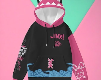 Arcane Jinx Cosplay Unisex Cat Ear Jinx Hoodie