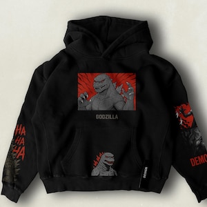 Sudadera con capucha de Godzilla – Sudadera unisex extragrande con diseño de Kaiju – Ropa de calle japonesa de monstruos – Regalo de anime retro de terror para fans