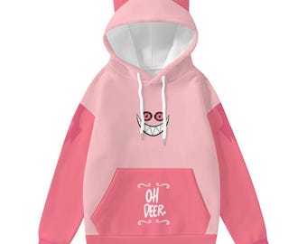 S2 Alastor Cat Ear Hoodie – Hazbin Hotel Cosplay Hoodie – Demoncore Anime Streetwear – Unisex Cute Gothic Alastor Gift for Fans