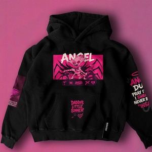 Angel Dust Hoodie – Hazbin Hotel Unisex Oversize Hoodie – Demoncore Streetwear – Cute Edgy Imp Cosplay Gift for Fans
