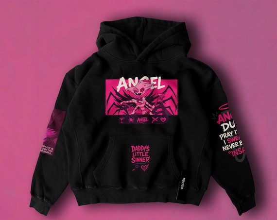 Angel Dust Hoodie – Hazbin Hotel Unisex Oversize Hoodie – Demoncore Streetwear – Cute Edgy Imp Cosplay Gift for Fans