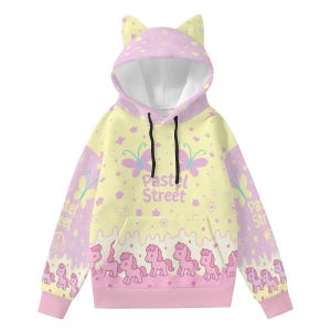 Mlp fluttershy Cat Ear Hoodie – MLP Cosplay Hoodie – Kawaii Anime Streetwear – Pastel Blue Unisex Gift for MLP Fans | Handmade