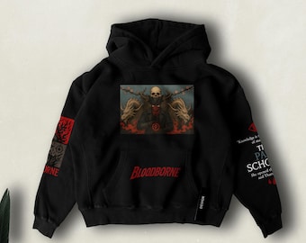 Bloodborne Hoodie – Unisex Oversize Gothic Gamer Sweatshirt – Hunter Streetwear – Dark Soulslike Lovecraft Horror Gift for Fans