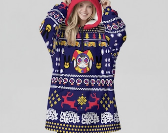 Pomni Oversized Ugly Hoodie Blanket: Kawaii Anime TADC Cosplay - Unisex Streetwear Gift