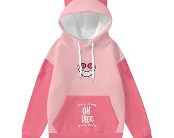 S2 Alastor Cat Ear Hoodie – Hazbin Hotel Cosplay Hoodie – Demoncore Anime Streetwear – Unisex Cute Gothic Alastor Gift for Fans
