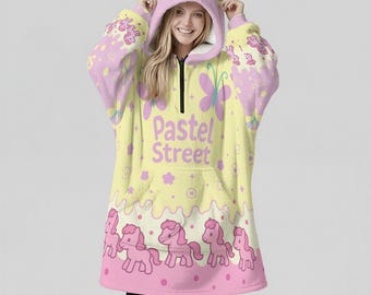 Fluttershy Oversized Hoodie Decke: Kawaii Anime MLP Cosplay - Unisex Streetwear Geschenk