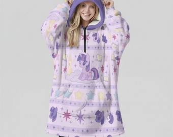 Twilight Sparkle Oversized Hoodie Decke: Kawaii Anime MLP Cosplay - Unisex Streetwear Geschenk