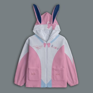 Kawaii Fairy Elf Hoodie – Pastel Pink Blue Cat Ear Sweatshirt, Harajuku Anime Cosplay Pullover, Cute Japanese Style Jumper