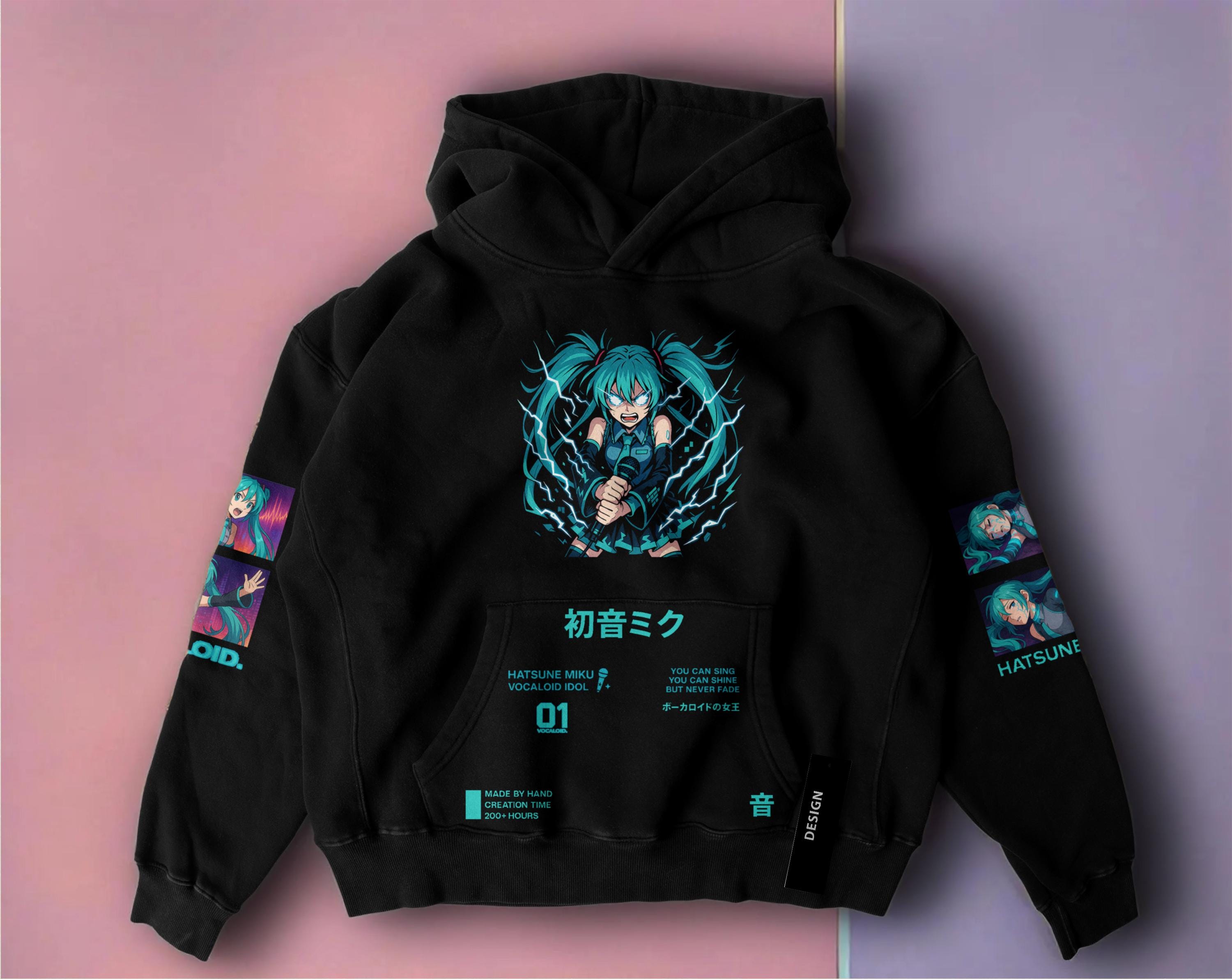 Miku Cat Ear Hoodie: Handmade Kawaii Anime Cosplay Streetwear - Etsy
