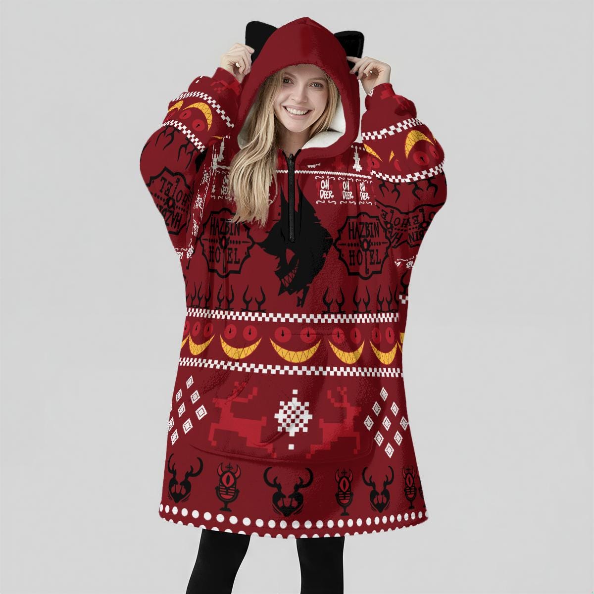 Hazbin Hotel フリースブランケット 赤 ハズビンホテル アラスター Hazbin hotel christmas sweater - Etsy 日本