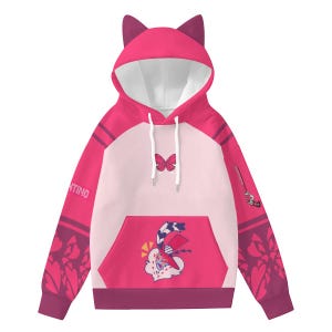 Valentino Cat Ear Hoodie – Hazbin Hotel Cosplay Hoodie – Demoncore Anime Streetwear – Unisex Cute Gothic Imp Gift for Fans