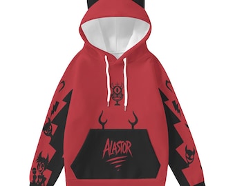 Alastor kattöronhuvtröja – Hazbin Hotel Cosplay-huvtröja – Demoncore Anime Streetwear – Unisex söt gotisk Alastor-present till fans