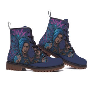 Jinx Boots Arcane Cosplay Shoes | Martin Short Combat unisex Boots | League of Legends Inspired Footwear