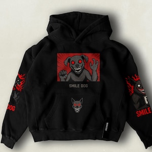 Smile Dog Hoodie – Creepypasta Horror Hoodie Unisex – Scary Internet Meme Sweatshirt – Gothic Dark Aesthetic Gift for Horror Fans