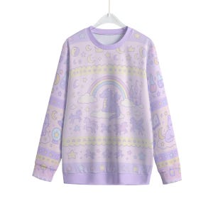 Rainbow Unicorn Sweatshirt – Pony Cute Cosplay Kawaii Purple Pastel Sweatshirt Gift for Fans