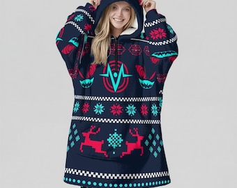 Vox Överdimensionerad Hoodiefilt: Kawaii Anime Hazbin Hotel Cosplay - Unisex Streetwear-present