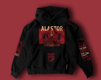Sudadera con capucha de Alastor: ropa de calle Demoncore de Hazbin Hotel, cosplay de diablillo vanguardista