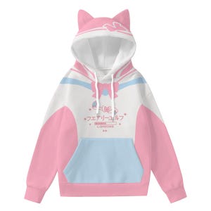 Kawaii Fairy Elf Hoodie – Pastel Pink Blue Cat Ear Sweatshirt, Harajuku Anime Cosplay Pullover, Cute Japanese Style Jumper