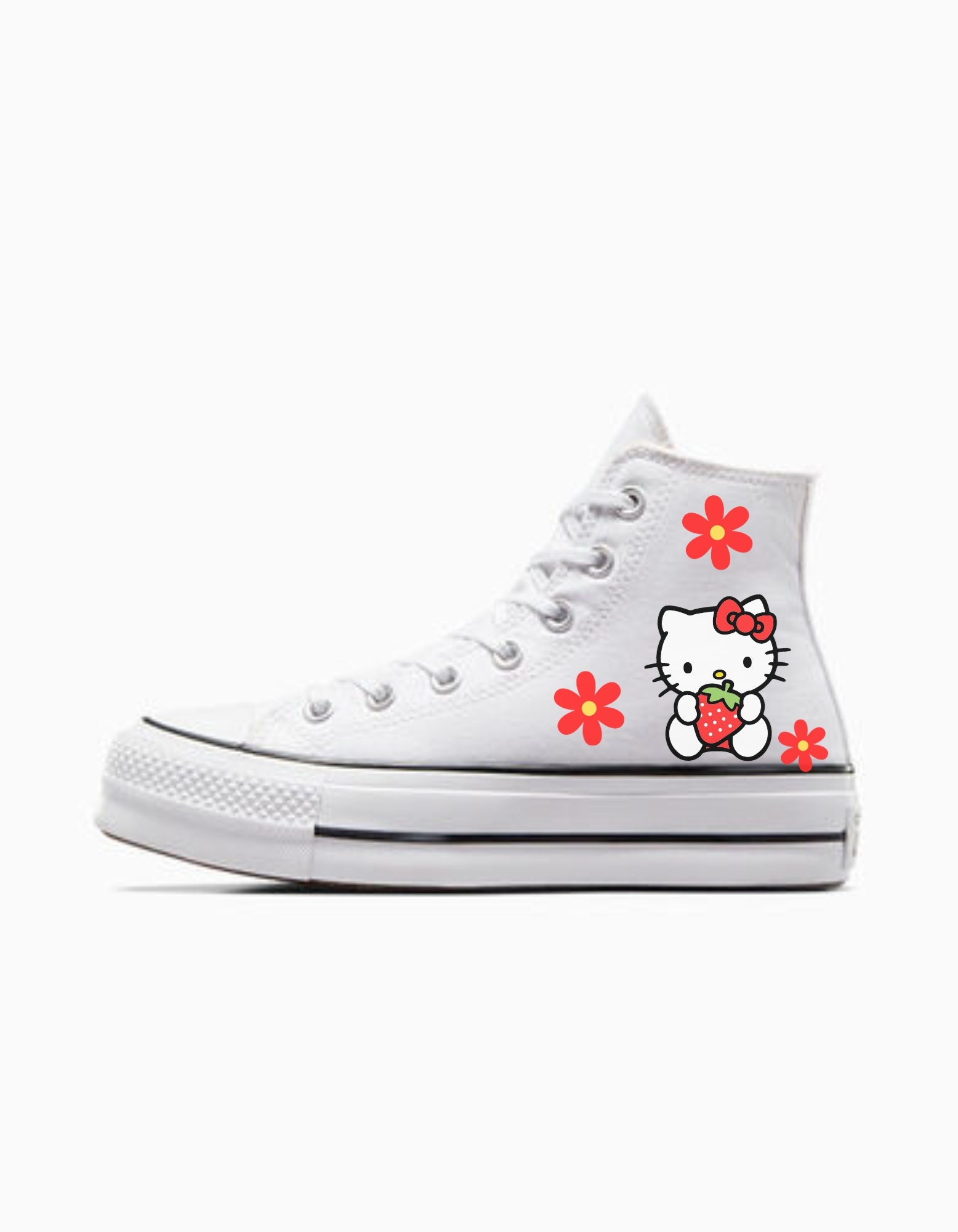 Hello Kitty/ Personalized Converse/ Hello Kitty/ Strawberries/ Flowers