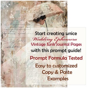 Junk Journal Art Illustration, Wedding Junk Journal, Ephemera Pages, Scrapbooking