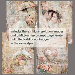 Junk Journal Art Illustration, Wedding Junk Journal, Ephemera Pages, Scrapbooking