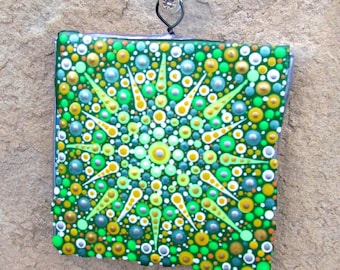 Hand-Painted Ceramic Mandala Wall Art: Boho Dot Design, Meditation Decor, Garden Accent