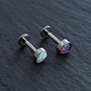 16g G23 Titanium Water droplet Opal Labret Piercing,Cartilage earring,Tragus piercing,Conch piercing,Cartilage piercing,Labet, Best Gift