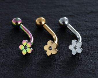 Piercing para cejas con forma de flor de 16 g, piercing para cejas, piercing para el cuerpo, piercing para cejas, piercing para cartílago, piercing para cejas, piercing para cartílago, regalo.
