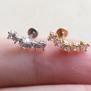 16G Zircon Stud Earrings, Labret Piercing, Ear, Cartilage, Helix Earring, Tragus ,Stud Earrings,Conch piercing